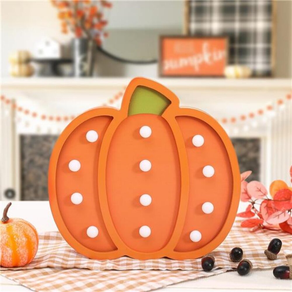 Fall Decor-Fall Decorations for Home-Light Up Wooden Pumpkins- Handmade Pumpkins - Picture 4 of 7